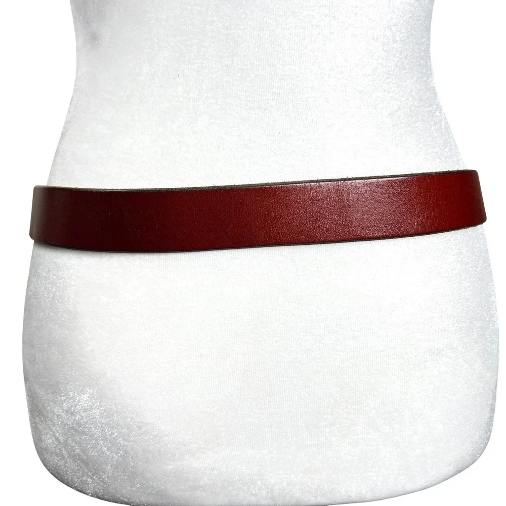 Unisex Cognac Brown Leather Belt Brass Buckle‎ Classic Casual Dress Work Size 38